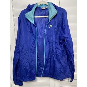 Vintage 90s Nike Nylon Swoosh Windbreaker Jacket Size Large Color Block Blue